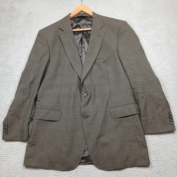 Jos. A. Bank Jackets & Blazers - Jos A Bank Blazer Mens 43L Brown Glen Plaid Wool Two Button Notch Lapel Jacket